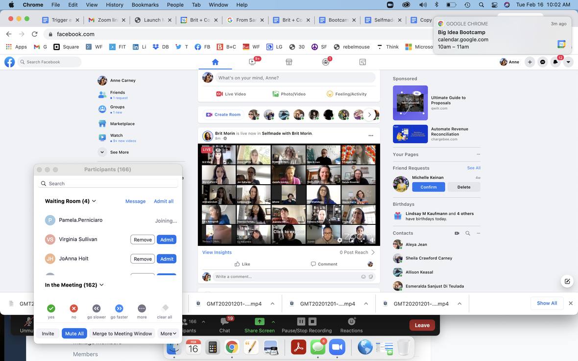 Producing the Facebook Live stream while admitting a 166-person waiting room