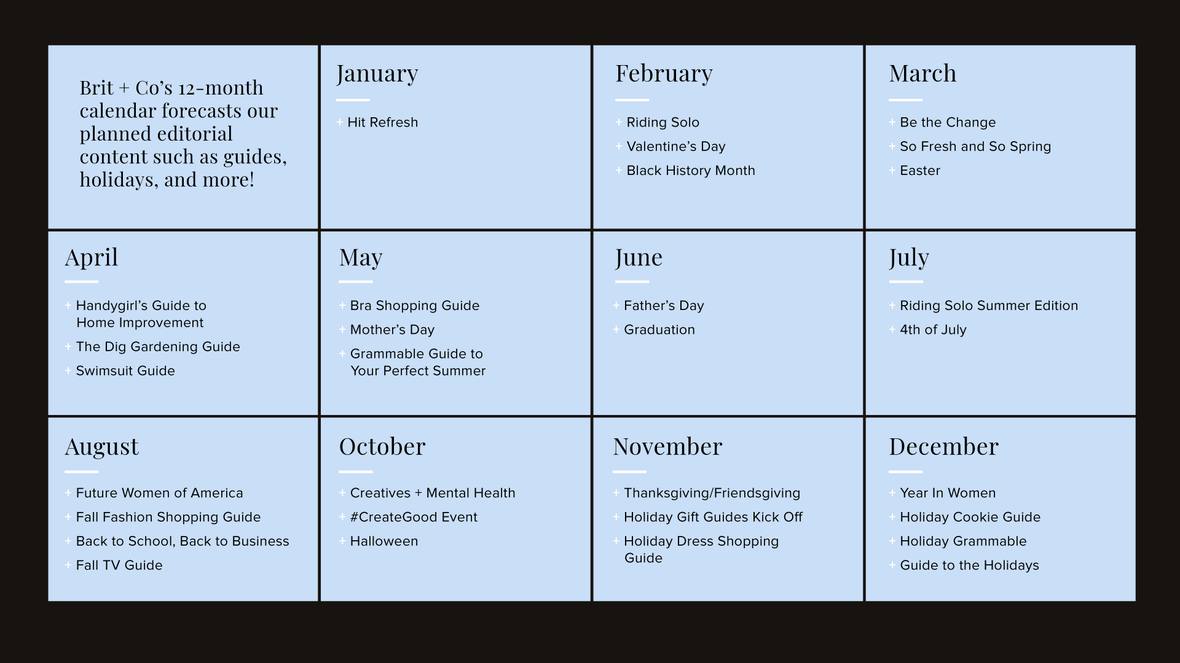 The 12-month editorial calendar behind the feed