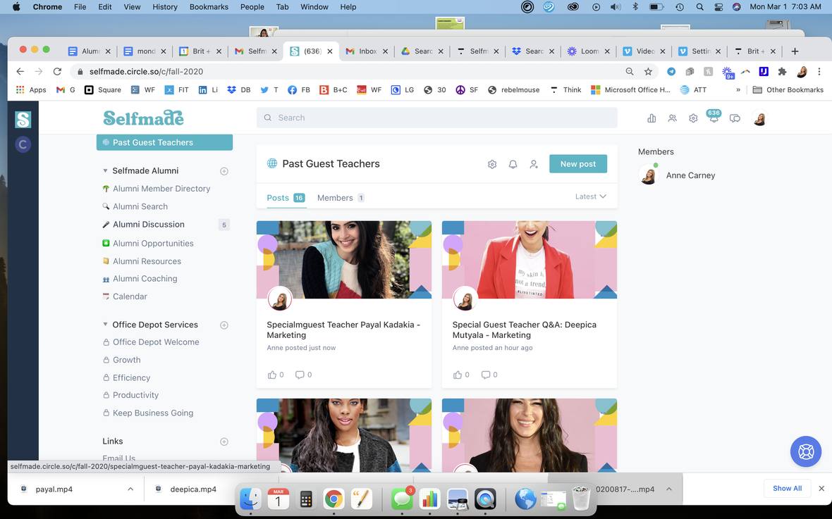 Running guest teacher programming in Circle: Payal Kadakia, Deepica Mutyala