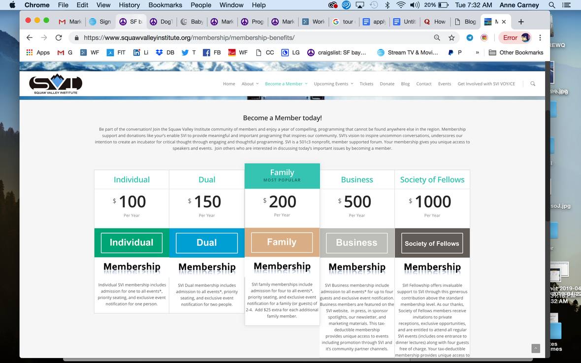 The membership program I ran: five tiers, $100 to $1,000
